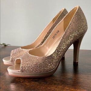 Elegant Gold Peep-Toe Heels